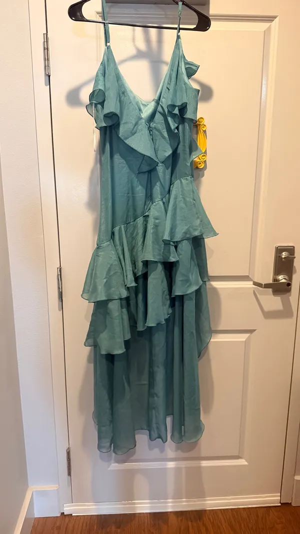 Lulus Dress Ruffled Maxi Blue - Image 2