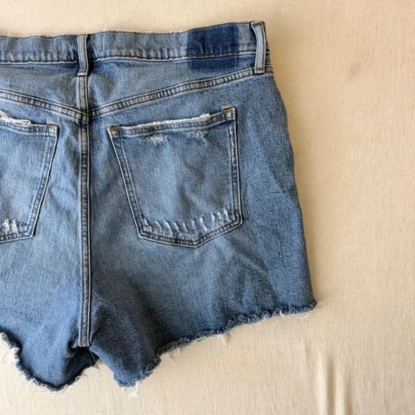 Abercrombie & Fitch The 4" Mom Short 34/18 Blue Curve Love Distressed Denim - Image 3