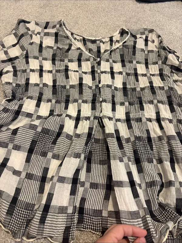 NorthStyle textured Black and White Plaid Button-Front Women’s Blouse 1X - Image 6