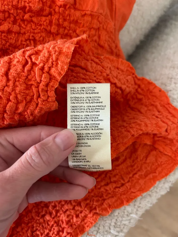 Anthropologie Maeve Ruched Crinkle Cotton Orange Top XS - Image 6
