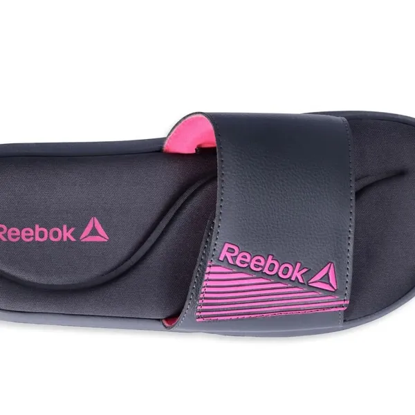 Reebok Charcoal and Pink Slides - Image 4