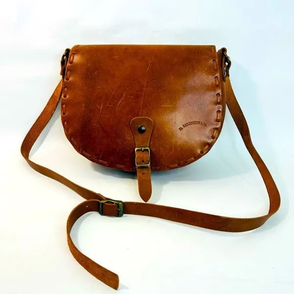 Mid Century 1960’s Brown Leather Hand Woven Saddle Bag EL CALIFORNIANS - Image 2
