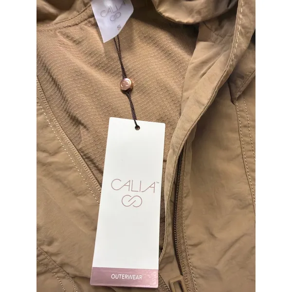 CALIA Hooded Windbreaker Tan Brown‎ Water Repellent Jacket WAX14309 Womens S NEW - Image 3
