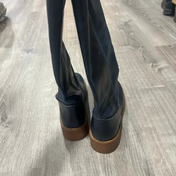 Steve Madden Women's Riggs Tall Square-Toe Dark Blue Boots Size 7 - Image 4
