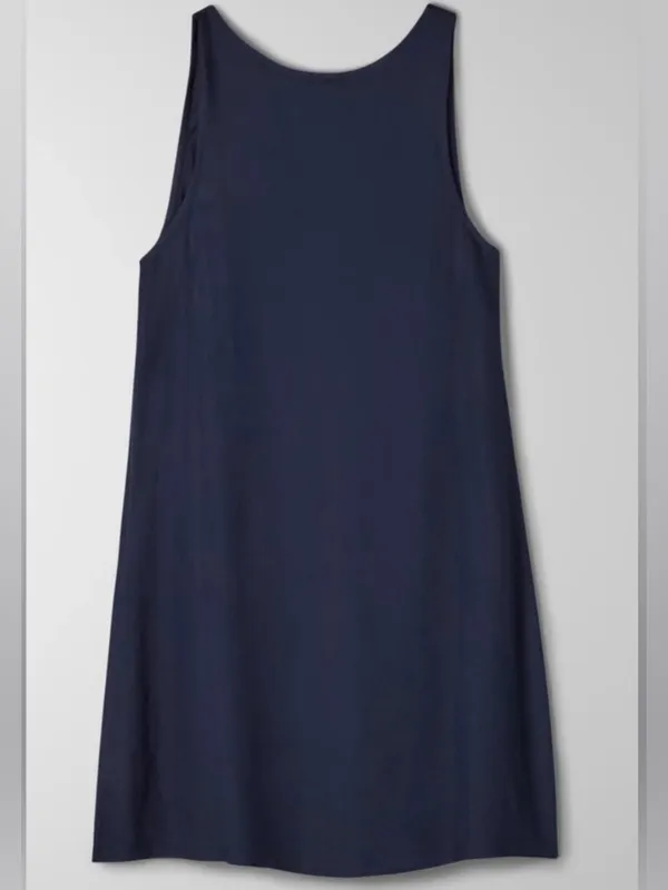 Aritzia Sunday Best Theo Dress Navy Blue V-Neck Mini Fit & Flare Dress Medium - Image 2