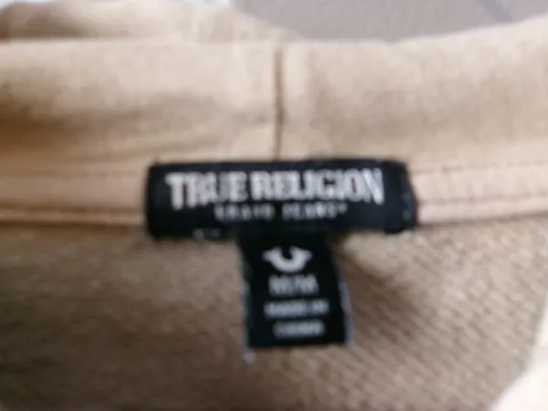 True Religion Brand Jeans cropped hoodie sweatshirt in beige/khaki size medium. - Image 6