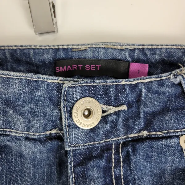 Smart Set Womens Skirt Sz 1 Blue 5 Pockets Design Button/Zip Closure Denim Jean - Image 5