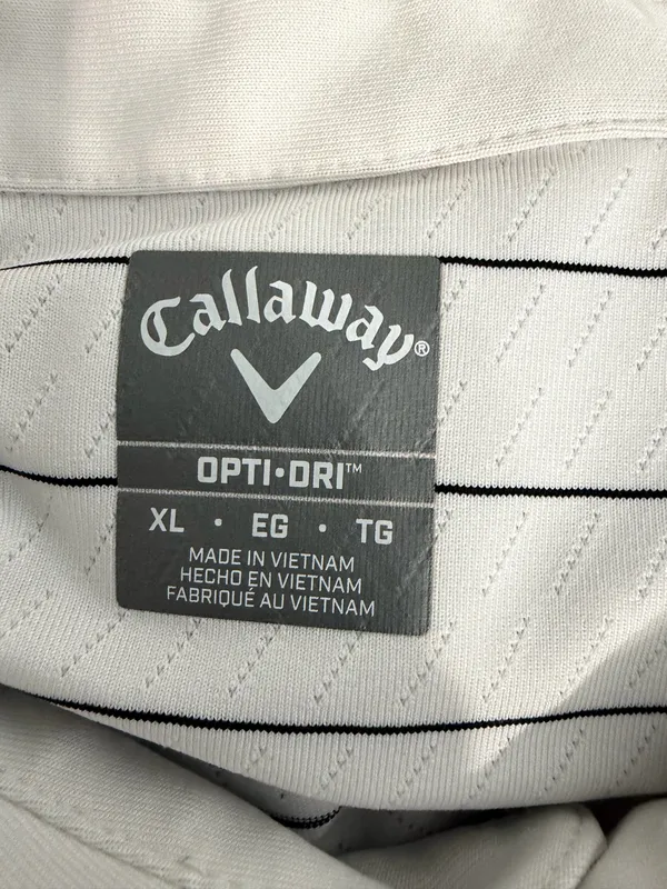 Callaway Opti Dri White Polo with Navy Pinstripes - Image 5