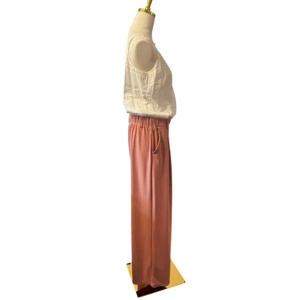 Halara Wide Leg Waffle Knit Pants Dusty Rose Pink Tall Large - Image 3