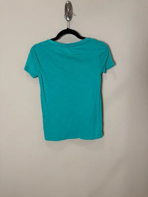 J. Crew VIntage Cotton V Neck Tee T Shirt Size XXS Bright Green - Image 5