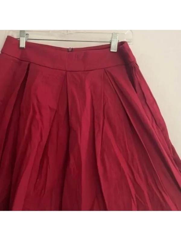 Red Pleated Skater skirt Style Circle Skirt Preppy Academia Ballet - Image 2