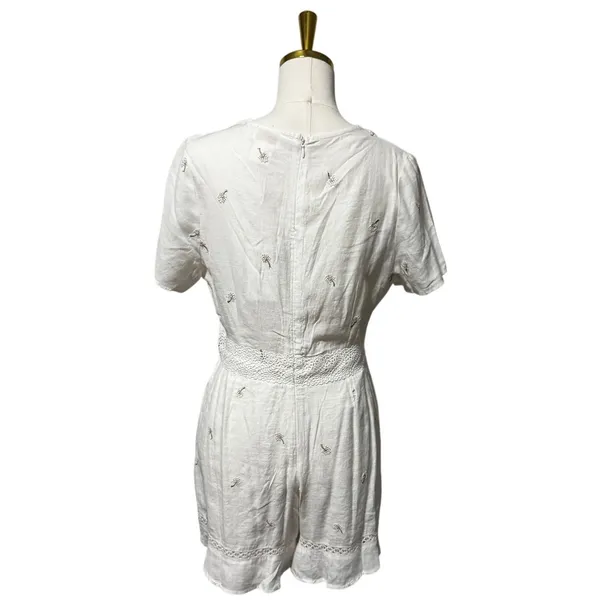 Foxiedox White Embroidered Lace Romper NWT Size L Cottagecore - Image 4
