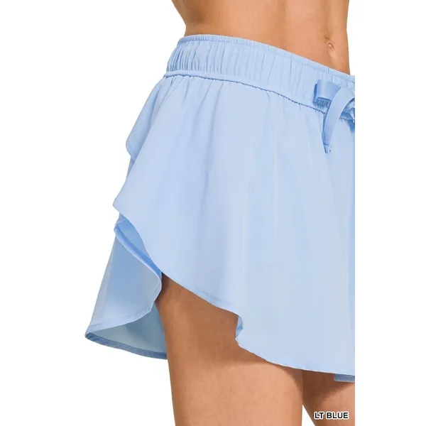 Zenana Soft Woven Active Skorts with Pockets - Lt. Blue - Large - Image 5
