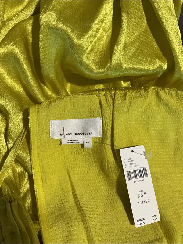 Anthropology Yellow V-Neck Satin Maxi Dress - Image 9