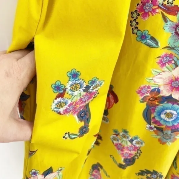 Anthropologie Maeve Yellow Floral Sleeveless Sunniva A-Line Dress •XS - Image 7