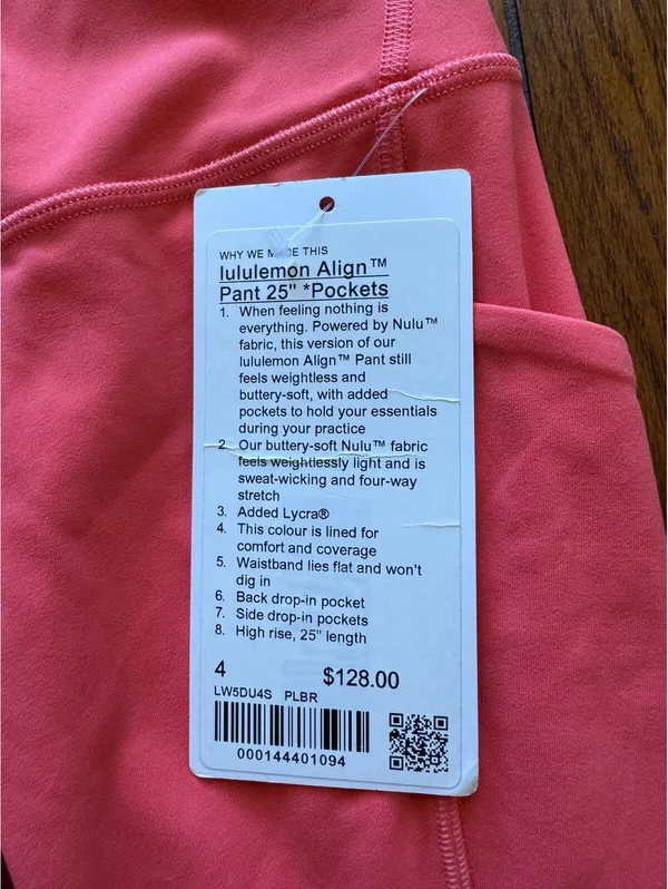 Lululemon Align With Pockets High-Rise 25” Pale Raspberry Size 4 NWT - Image 5