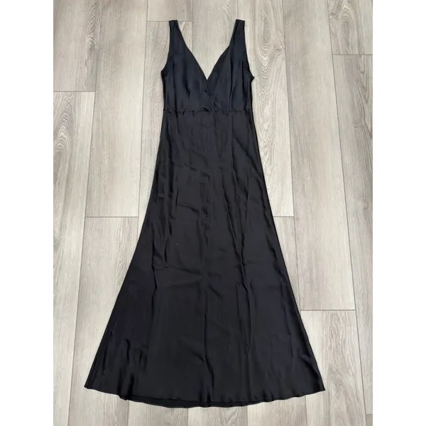 Enza Costa Nuit Silk Satin Minimalist Chic Elegant Maxi Black Dress NWOT XS - Image 4