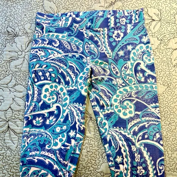 COOLIBAR Monterey Morada Aqua Blue Paisley UPF 50 Leggings Sun Protection~S💛 - Image 5