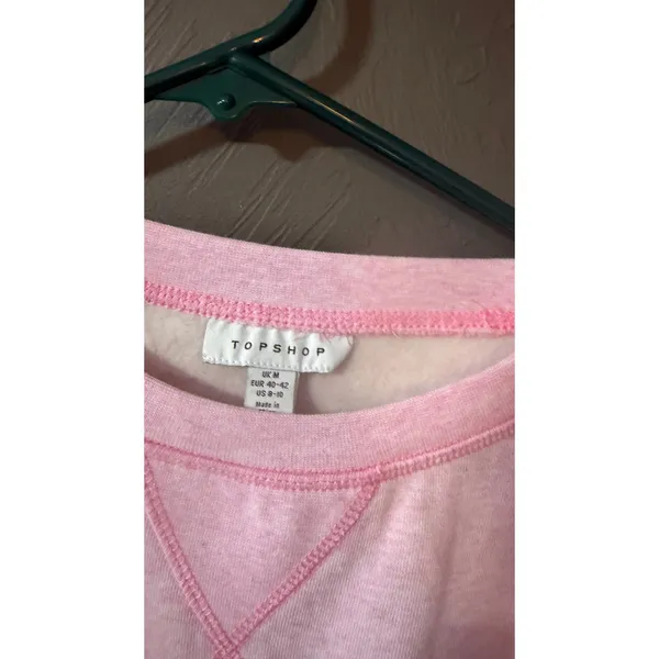 Topshop Womens Pink Puff Sleeve Crewneck Sweatshirt Pullover M Comfort Oversized - Image 4