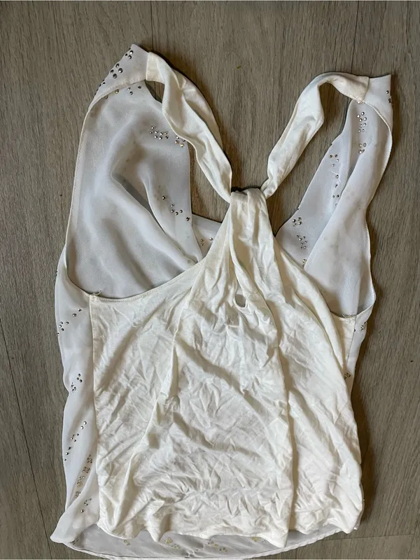 White Sleeveless Chiffon Top Size M - Image 3