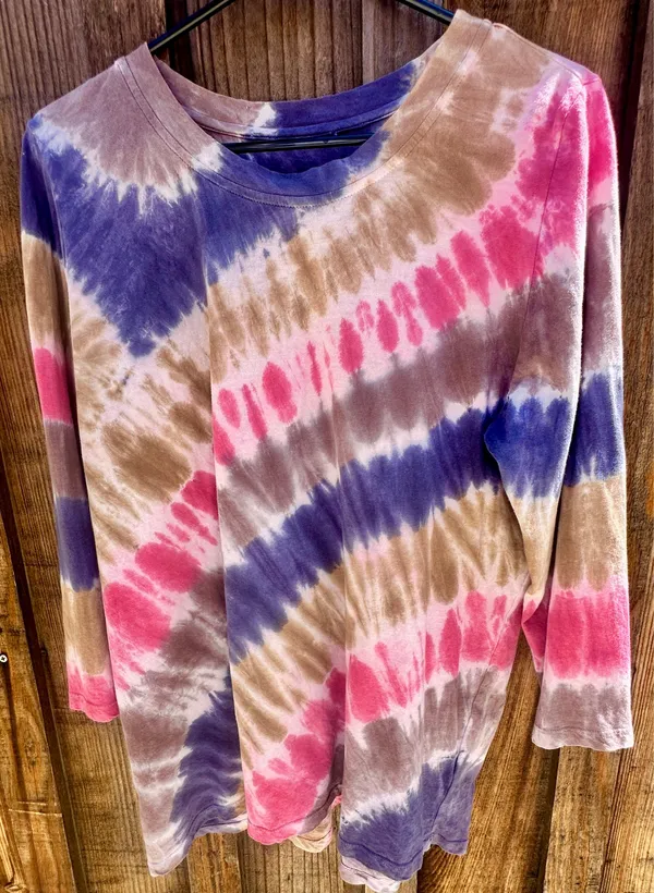 Free People Boho We The Free Tie Dye Long Sleeved Hippie T Shirt Sz L - Image 2