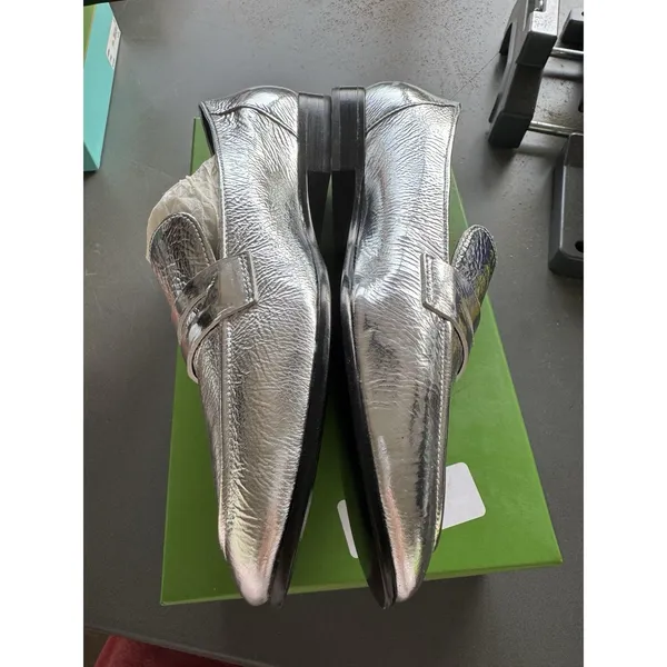 Kate Spade New York METALLIC SILVER Women's Genevieve Loafers‎ Size 6.5 Crinkle - Image 7