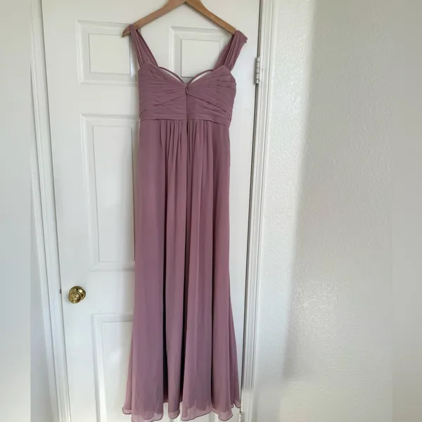 Azazie Zapheira‎ Dusty Rose Pink A-Line Ruched Chiffon Dress Bridesmaid 8 - Image 11