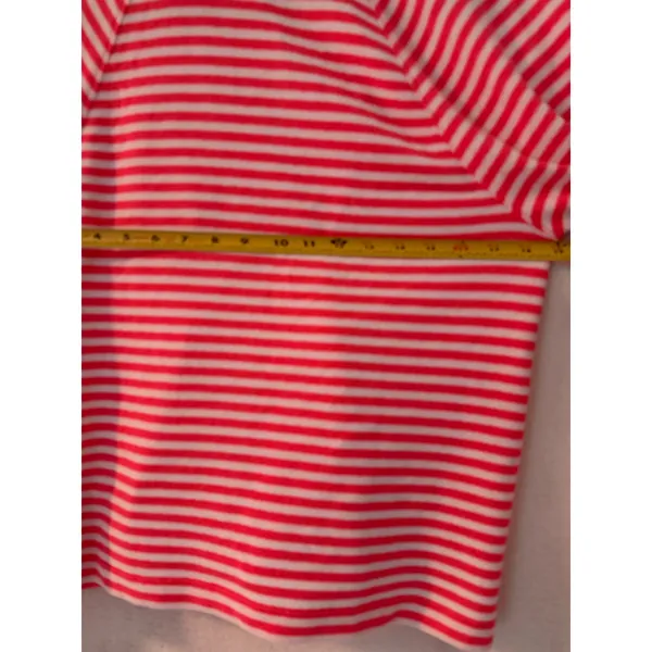Lilly Pulitzer Pink White Striped V-Neck Pullover Sweater Kangaroo Pocket Medium - Image 2