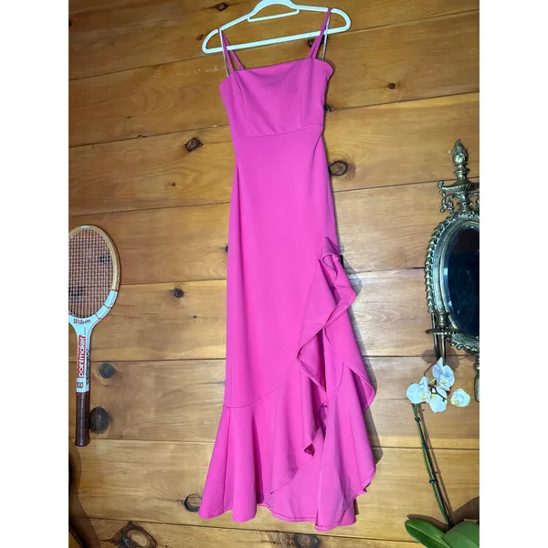 NWT Lulus Iveta Fuchsia Cutout Ruffled Sleeveless Midi Dress Gala Banquet Sze XS - Image 2