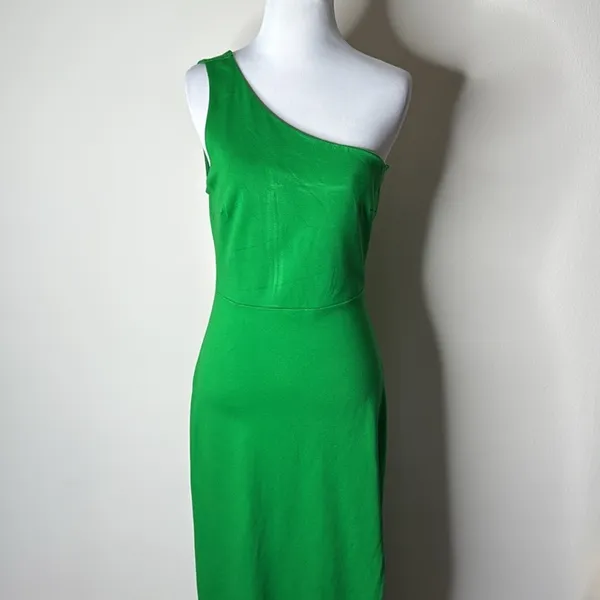 Lulus Green One Shoulder Good Times Only Maxi Dress - Image 3