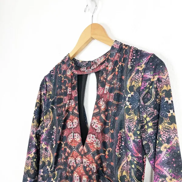 Free People Cabaret Long Sleeve Maxi Dress Medium Sunrise Combo Stretch - Image 7