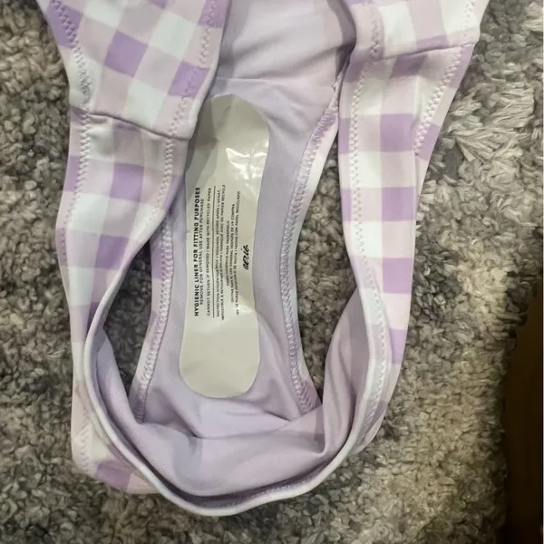 NWT Aerie purple and white gingham bikini bottom size medium women's - Image 7
