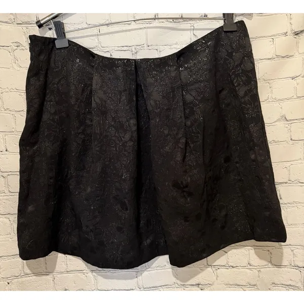 DKNYC Black Shiny Pleated Mini Skirt Size XL - Image 3