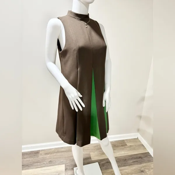 Tuckernuck Demitasse Griffiths Dress S Brown Green A-Line Mini NWT Mod - Image 4