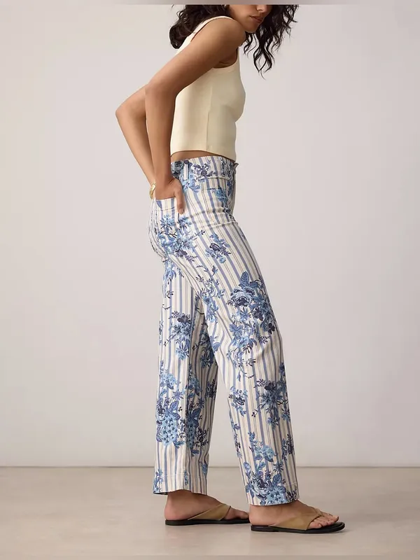 NWT Anthropologie Maeve The Colette High-Rise Wide-Leg Jeans- Floral Stripe - 25 - Image 6