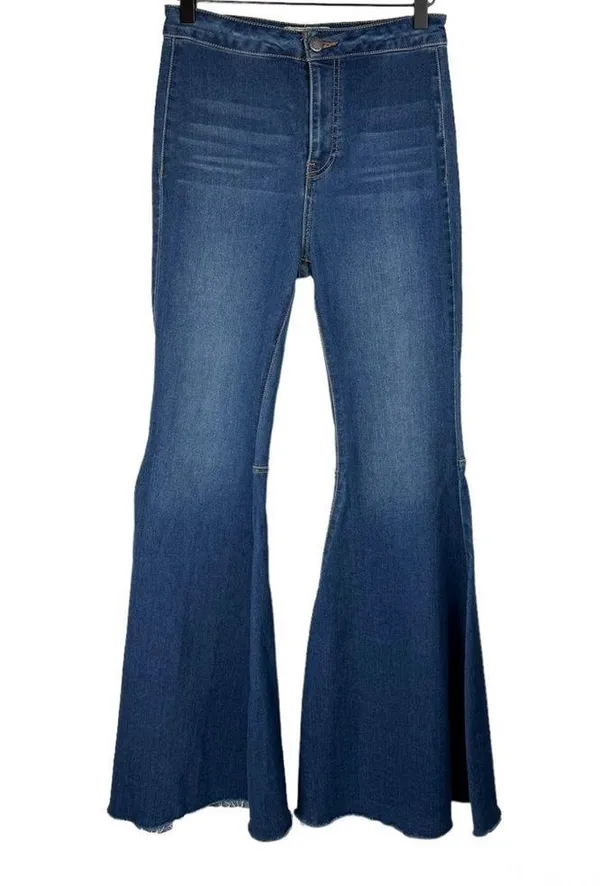 Free People Just Float On Flare Jeans Sz 26 Dark Wash Denim Stretch Western - Image 4