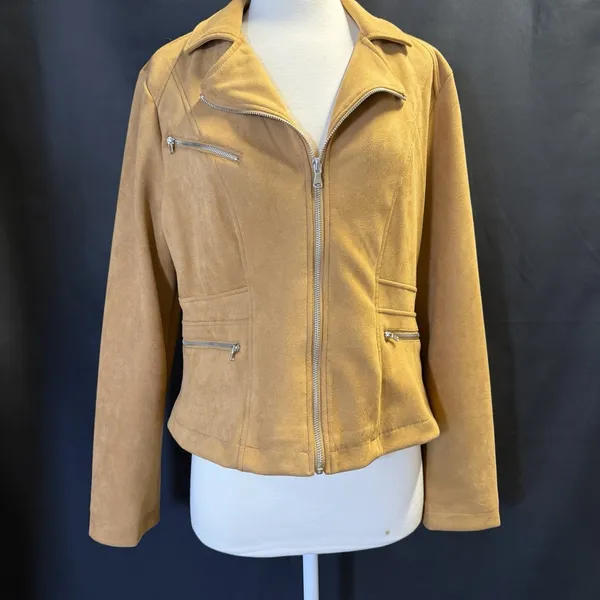 Ookie‎ & Lala Faux Suede Moto Jacket Size L - Image 8