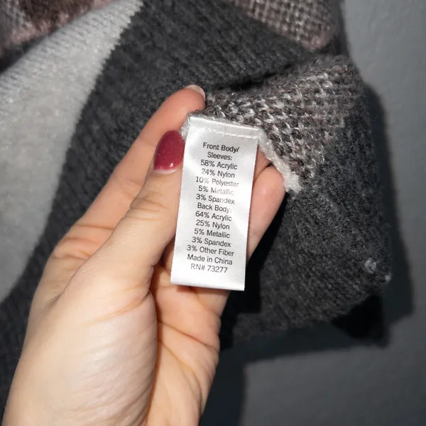Evri New  Gray Checked Boxy Acrylic Blend Sweater Size 2X - Image 4