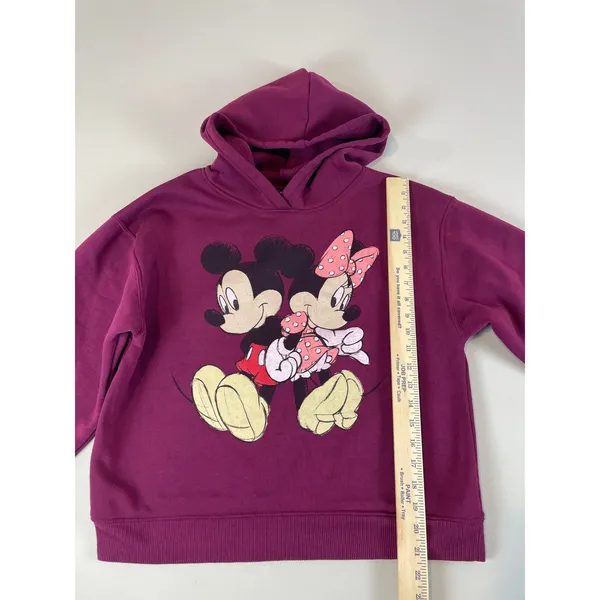 Disney Mickey & Minnie Hoodie Size M Burgundy Graphic Long Sleeve Sweatshirt - Image 5