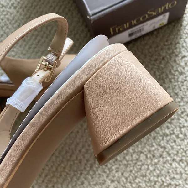 NEW Franco Sarto Racer Pumps Short Heels Sling backs Nude Size 8 NIB - Image 9
