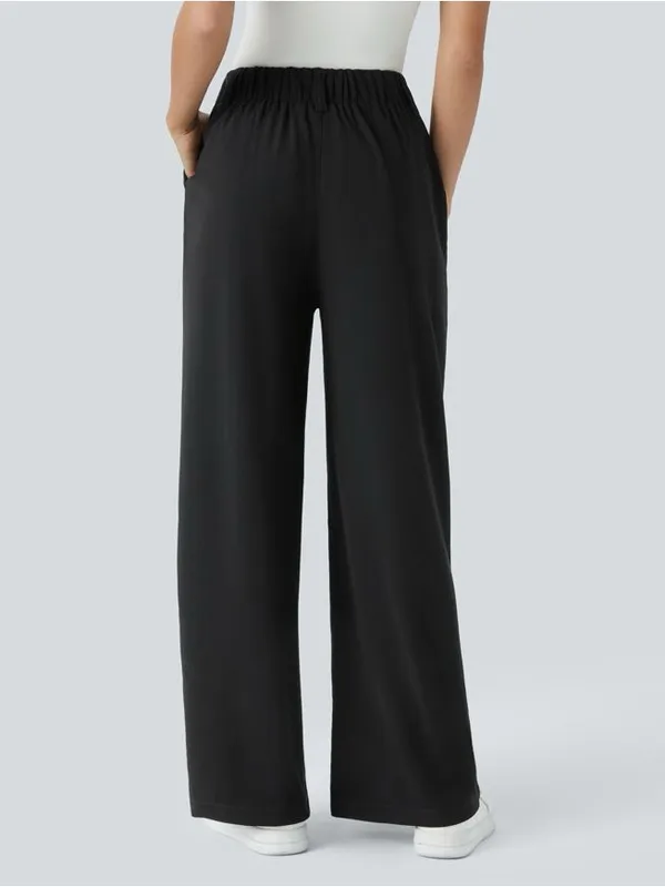 Halara Flex High Waisted Pocket Wide Leg Waffle Work Pants Sz L petite - Image 2