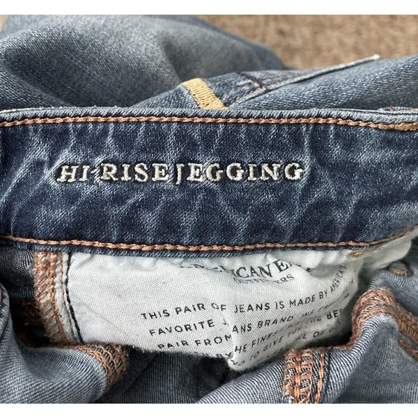 American Eagle Hi Rise Jegging Size 8 Blue Jeans Stretch Distressed Denim Skinny - Image 6
