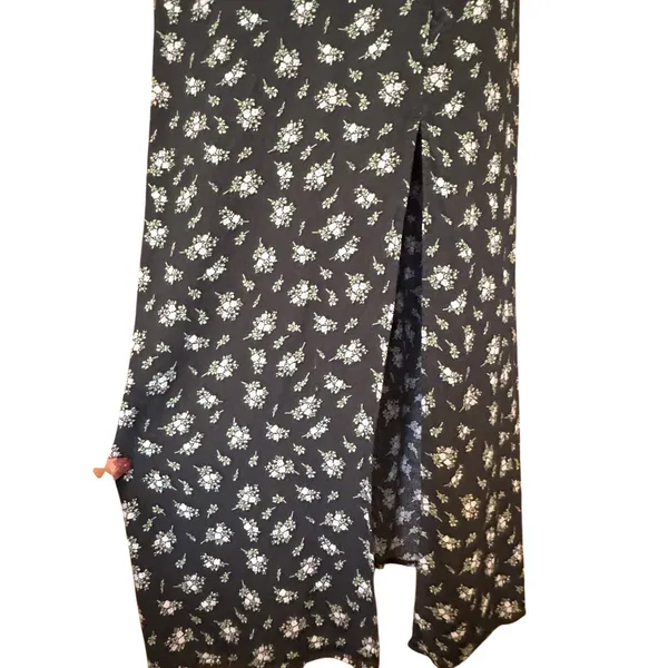 H&M Dark‎ Floral Milkmaid Puff Sleeve Maxi Dress L Ruffle Fairy Cottage Whimsigoth - Image 3