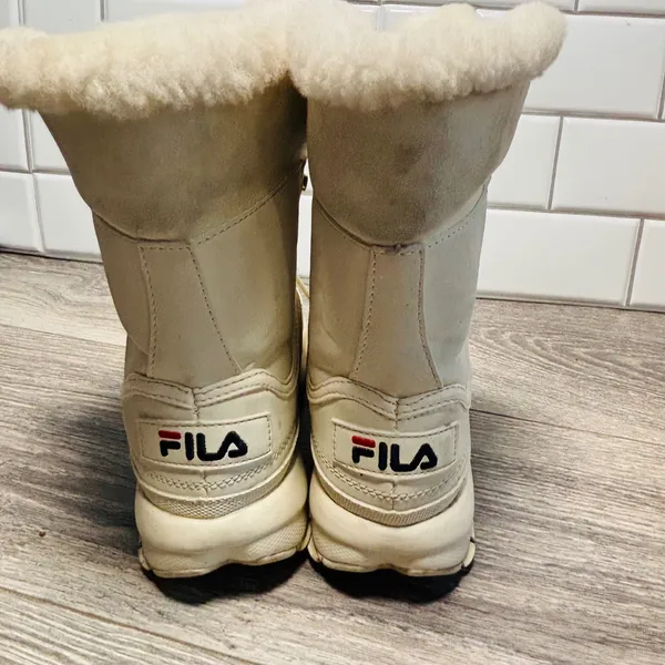 Fila Disruptor Lug Boot Winter White Faux Fur Trim‎ Lace Up Ankle Boots Size 7 - Image 11