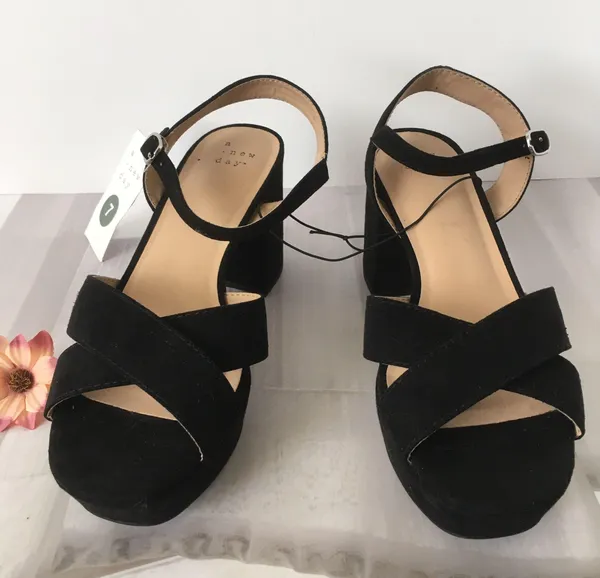 Black Suede Heels, Size 7 - Image 4