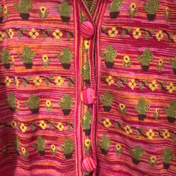 ZARA Cactus Flower Jacquard Knit Lightweight Cardigan‎ Sweater Jacket Size Small - Image 10