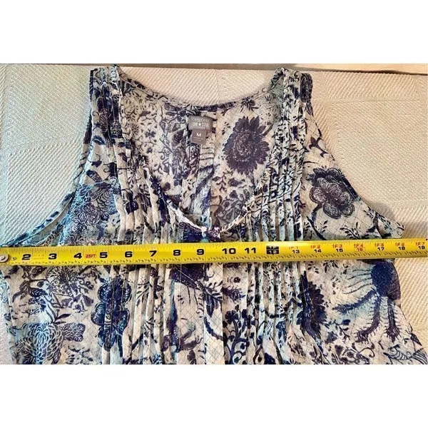Converse One Star Blue Floral Sheer Sleeveless Top Size M Worn By Actress On TV - Image 4