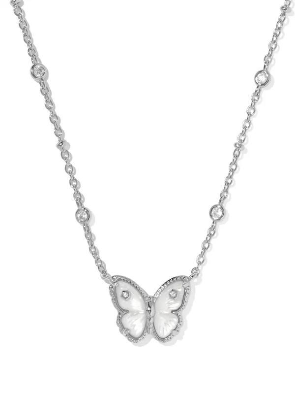 New Kendra Scott Cailey Butterfly Pendant Necklace Rhod / Ivory - Image 6