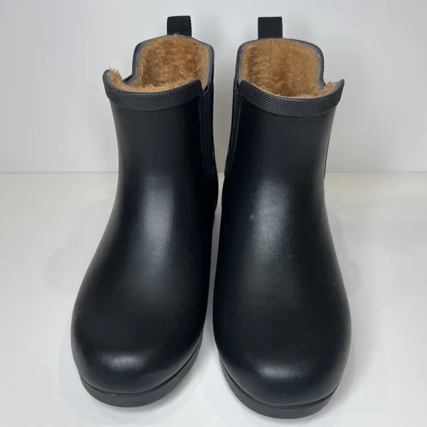 Chooka Black Waterproof Chelsea Rain Boots Faux Fur Lined Women's Size 6 - Image 4