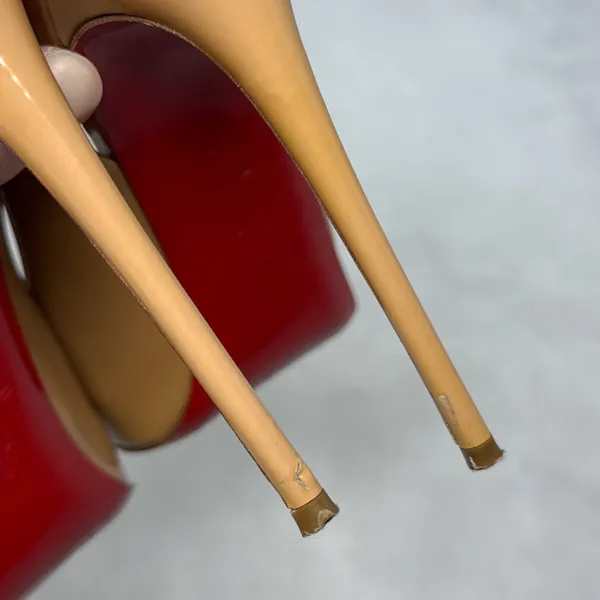 Christian Louboutin Private Number 120 Patent Leather Slingback Platform Heels - Image 12